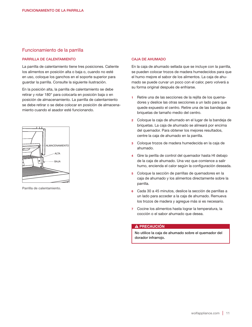 Funcionamiento de la parrilla | Wolf 30 Inch Built-in Gas Grill  Manual User Manual | Page 25 / 44