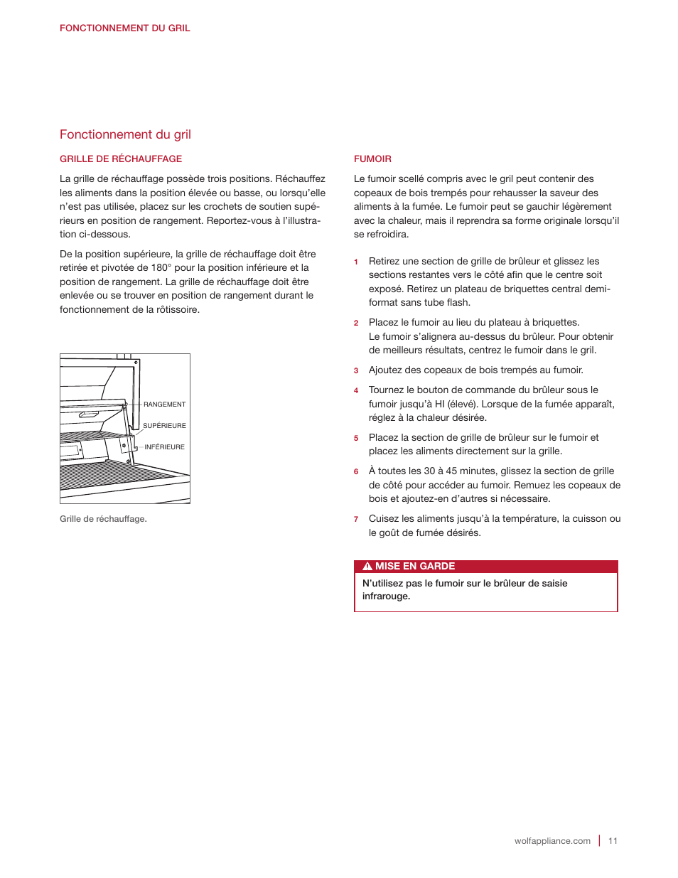 Fonctionnement du gril | Wolf 30 Inch Built-in Gas Grill  Manual User Manual | Page 39 / 44