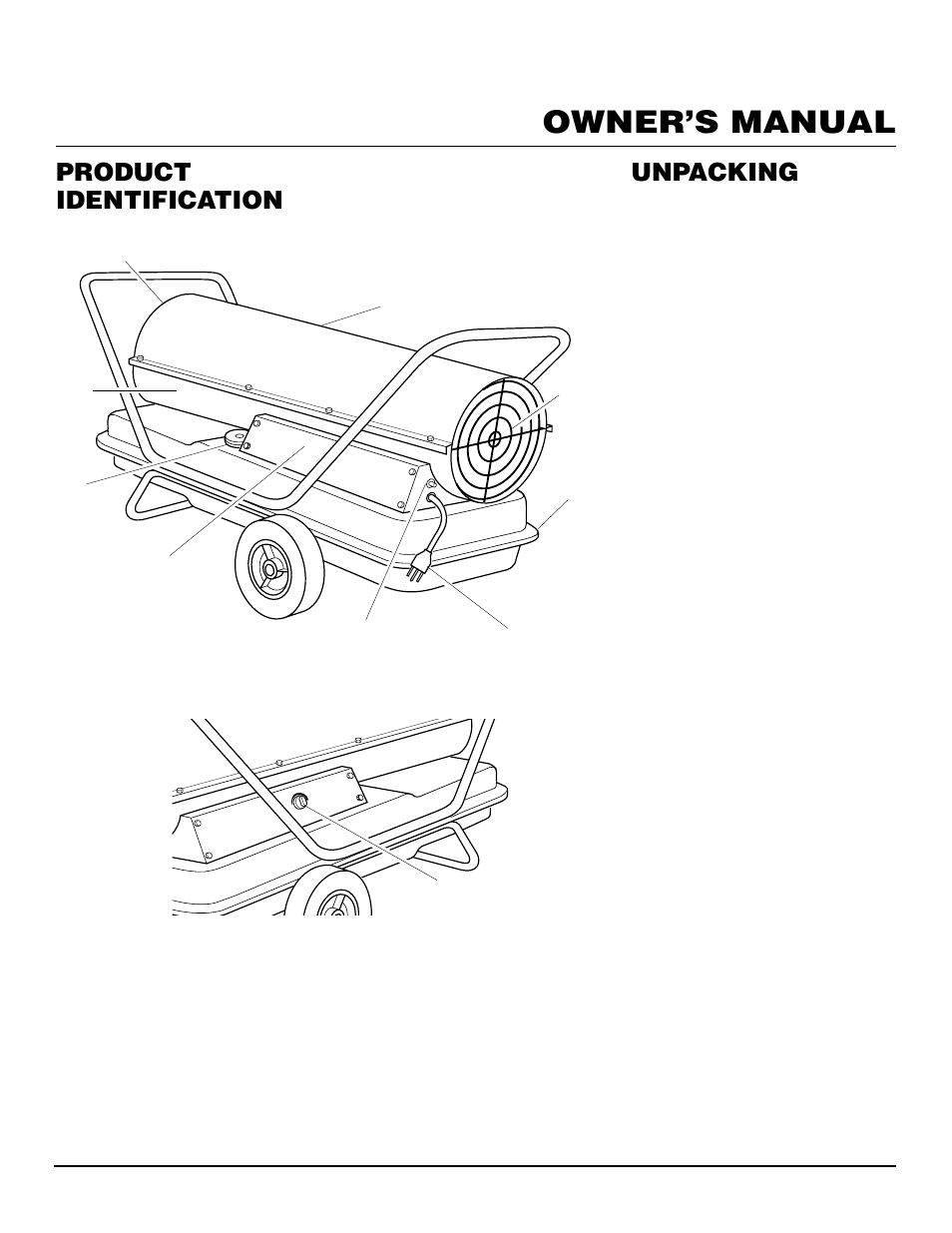 Owner’s manual, Product identification unpacking | Desa RM200T User Manual | Page 3 / 16