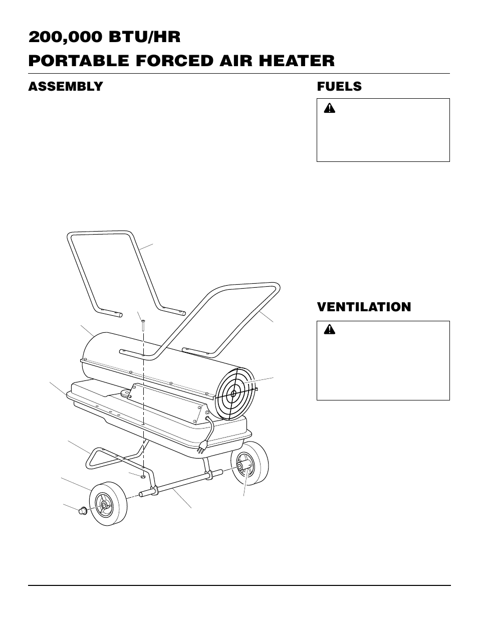 Assembly, Fuels, Ventilation | Desa RM200T User Manual | Page 4 / 16