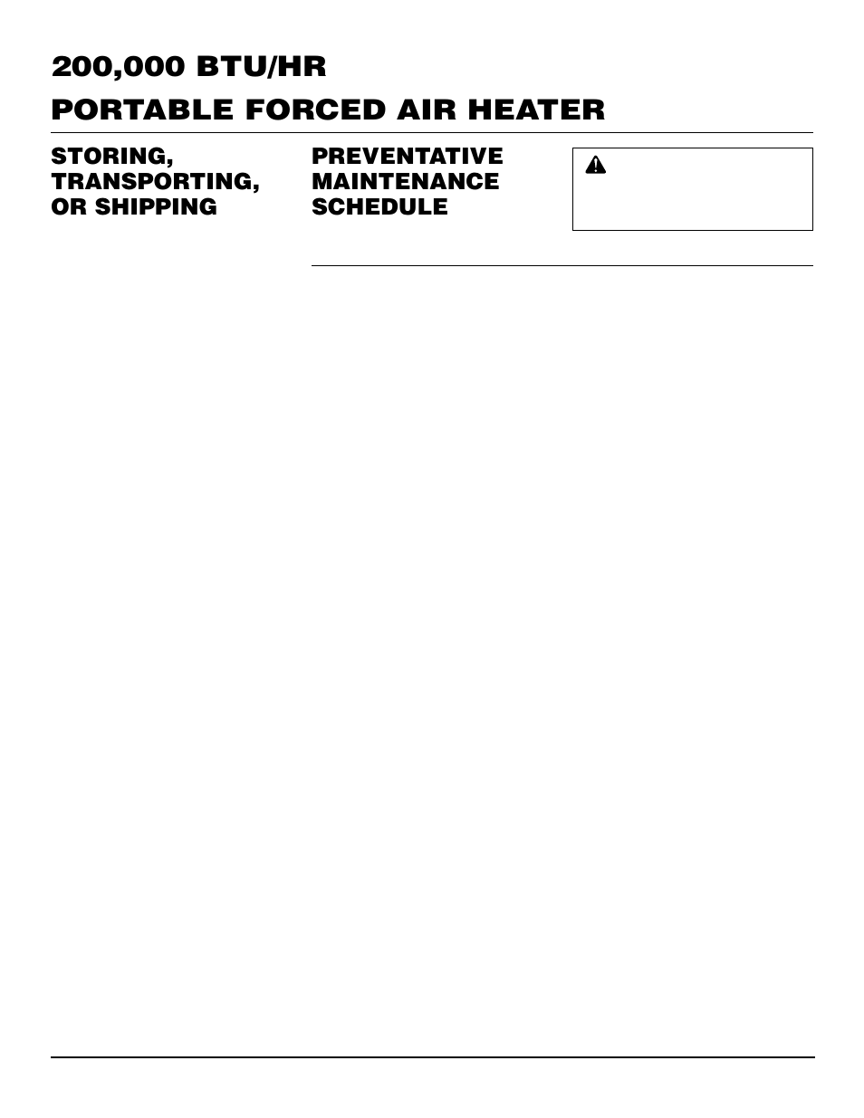Storing, transporting, or shipping, Preventative maintenance schedule | Desa RM200T User Manual | Page 6 / 16