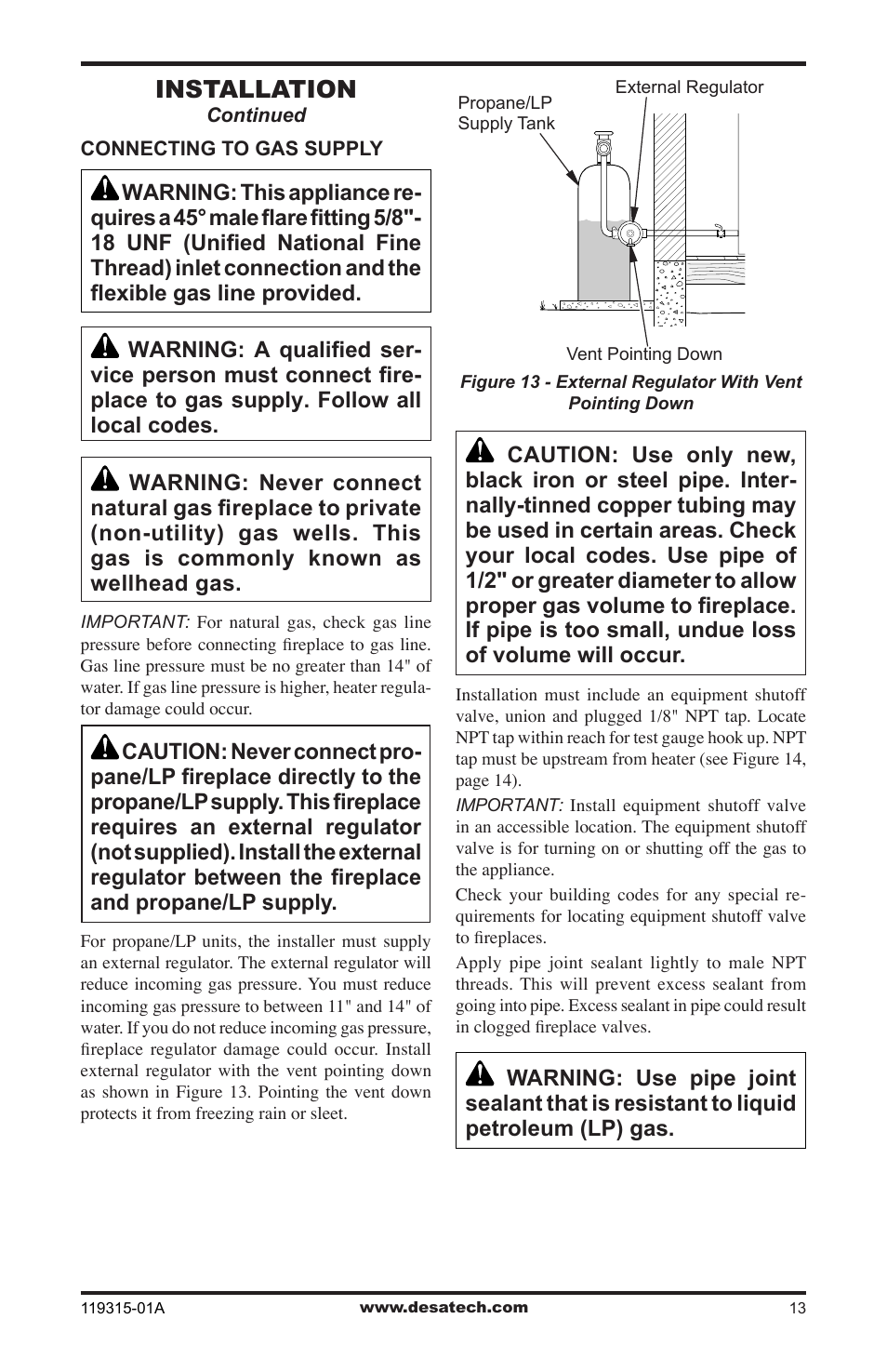 Installation | Desa CGMFP User Manual | Page 13 / 36