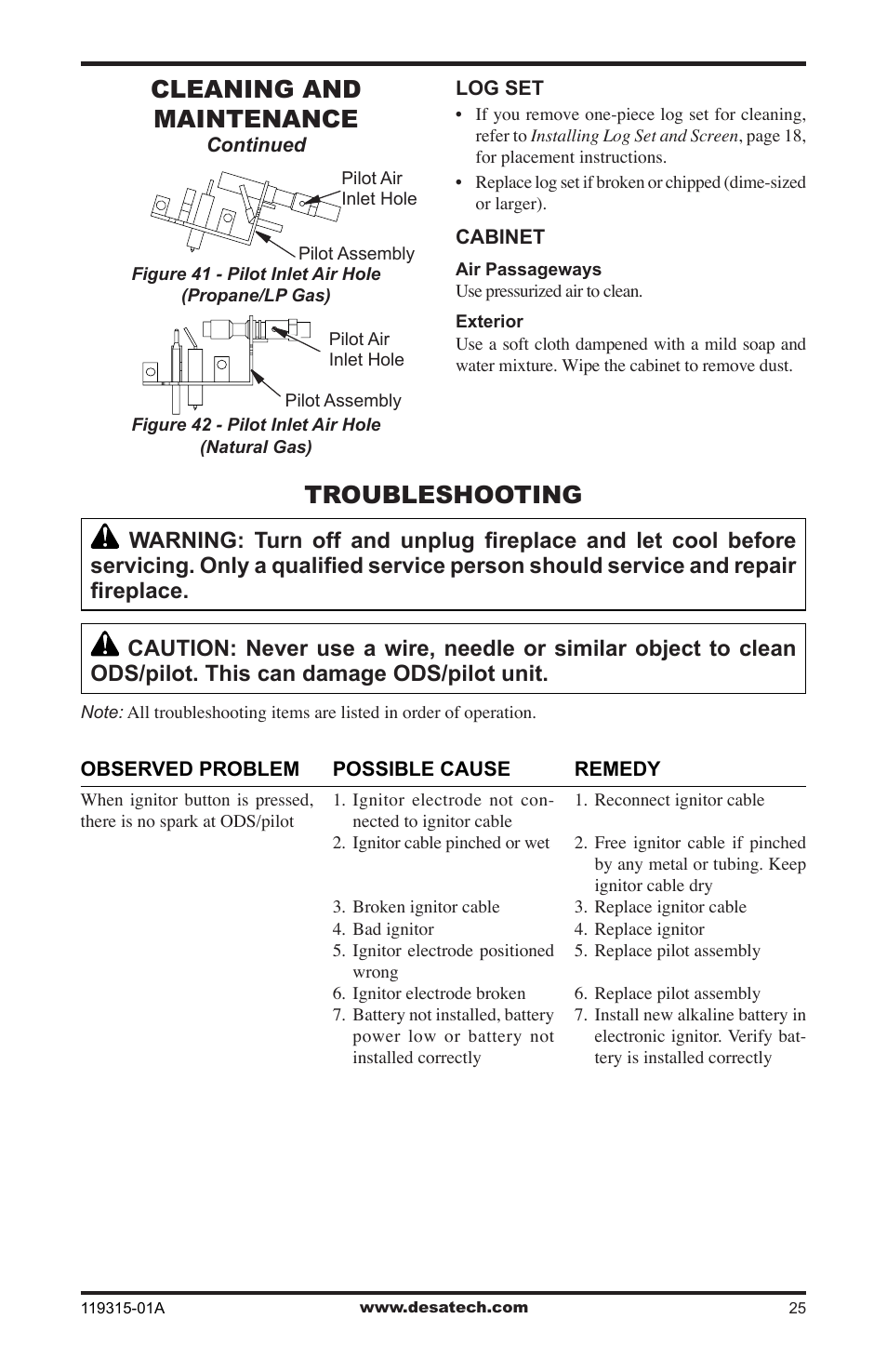 Troubleshooting, Cleaning and maintenance | Desa CGMFP User Manual | Page 25 / 36