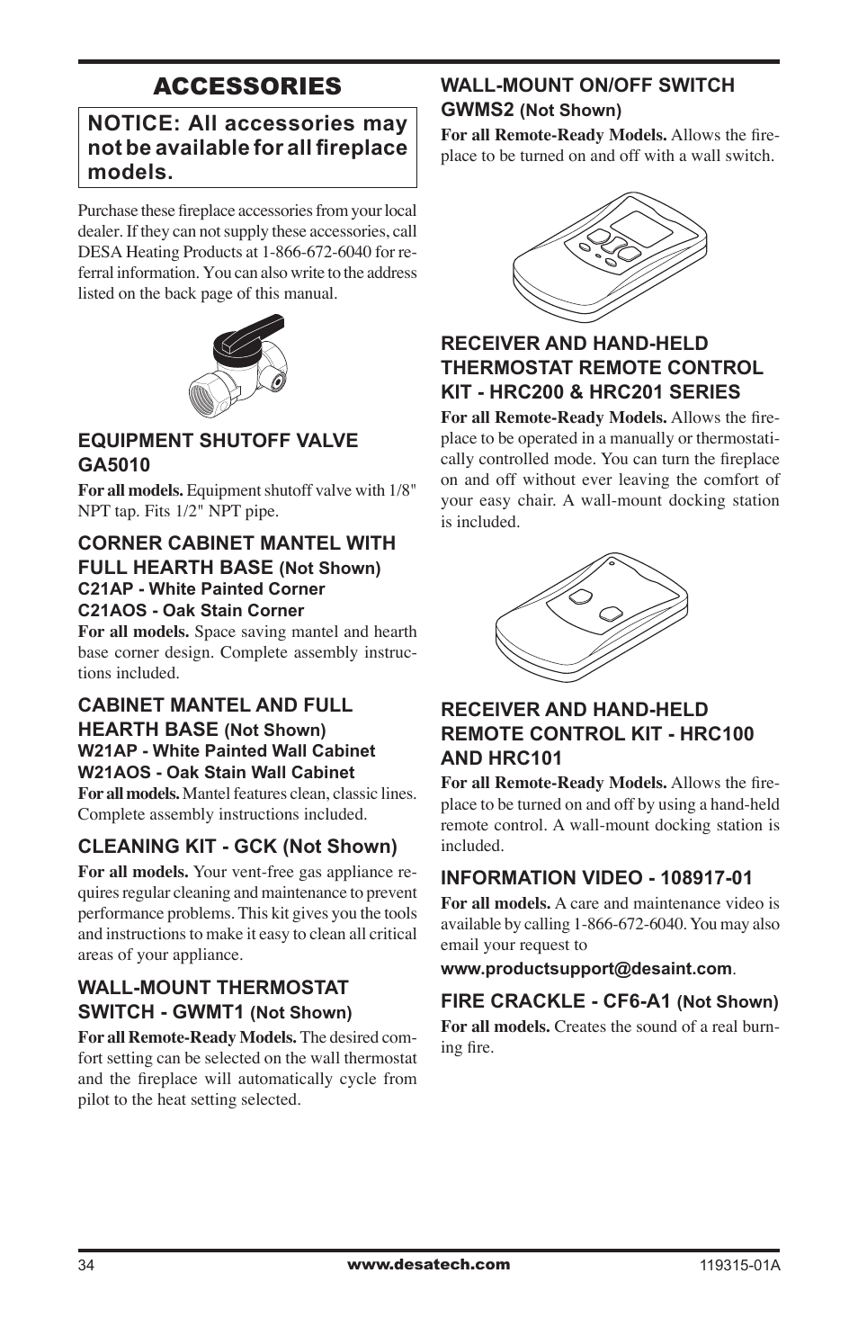 Accessories | Desa CGMFP User Manual | Page 34 / 36