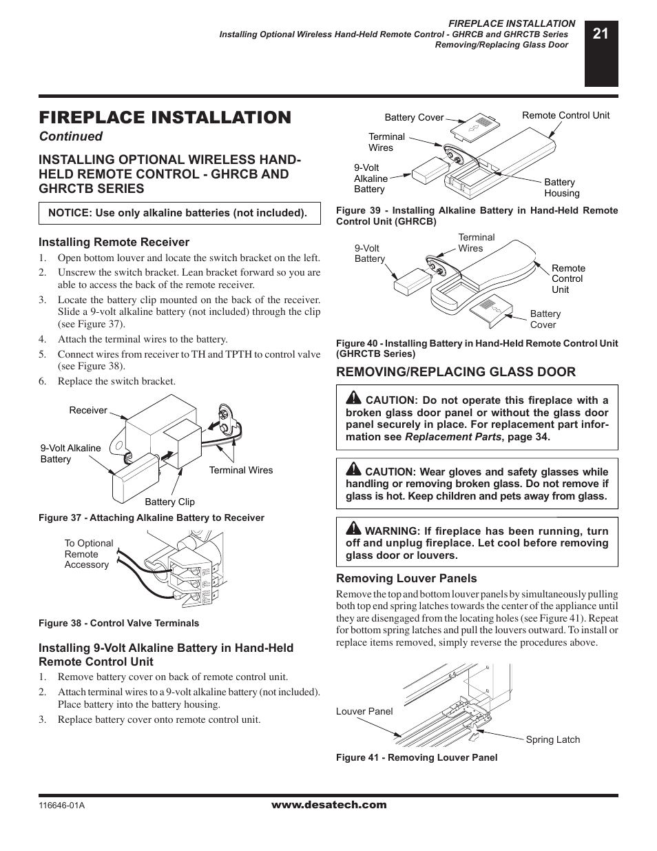 Fireplace installation | Desa (V)T32N-A Series User Manual | Page 21 / 38