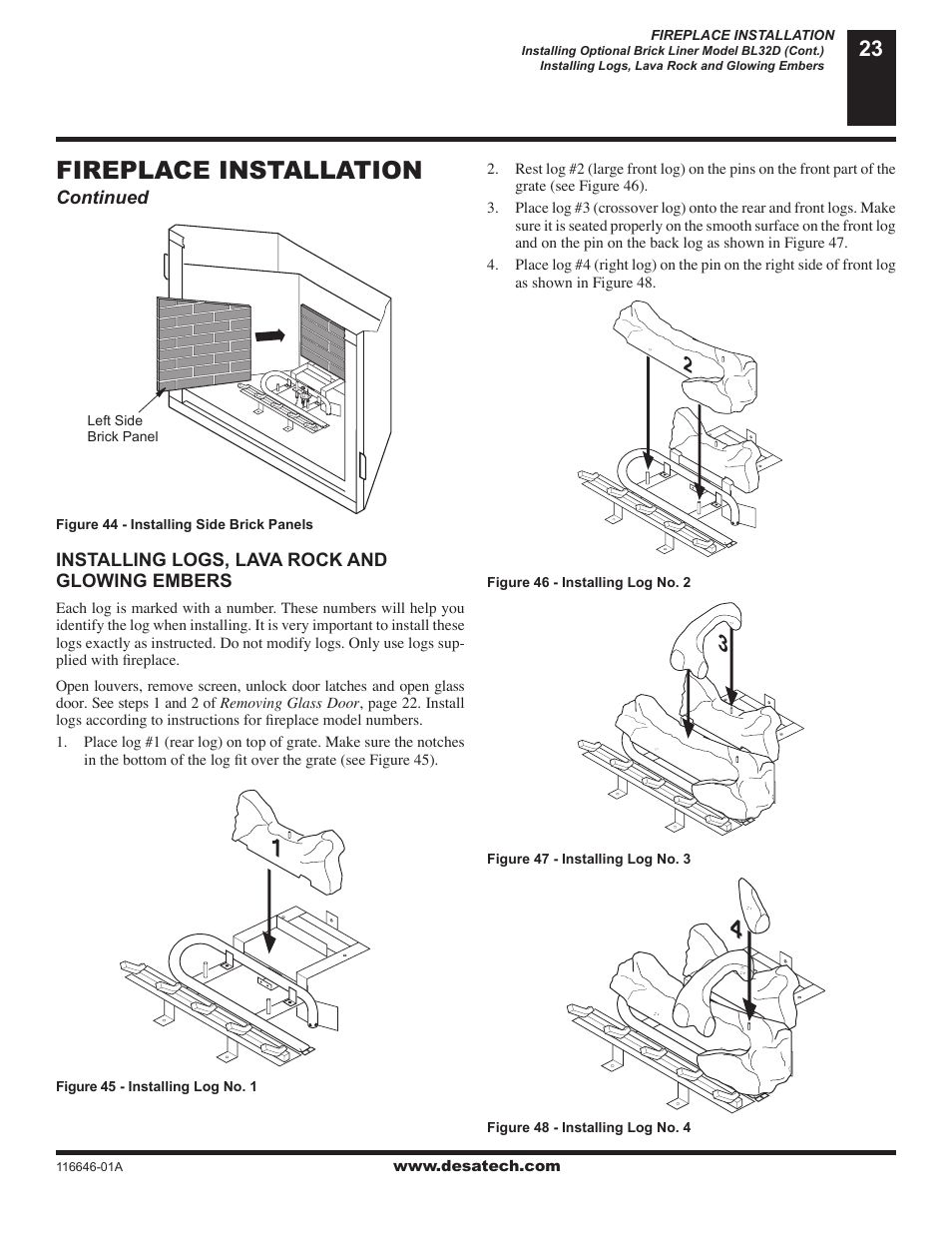 Fireplace installation | Desa (V)T32N-A Series User Manual | Page 23 / 38