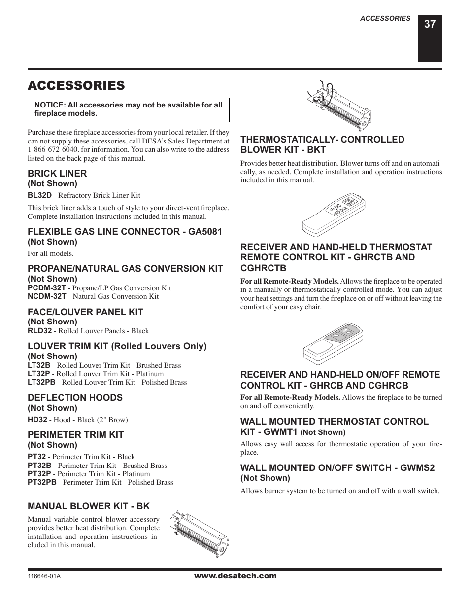 Accessories | Desa (V)T32N-A Series User Manual | Page 37 / 38