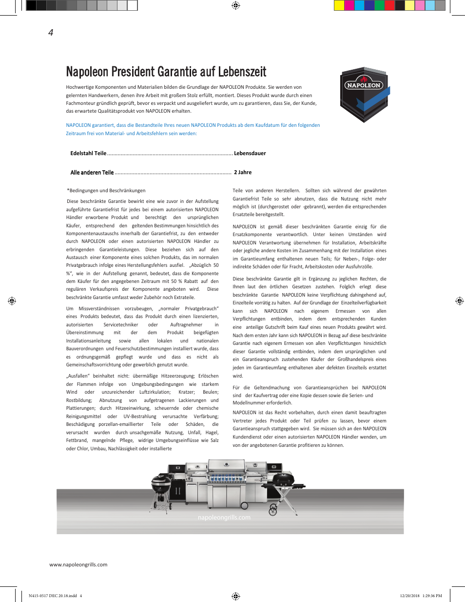 Napoleon president garantie auf lebenszeit | Napoleon Multi-Functional Beverage Center  Owner's Guide User Manual | Page 4 / 52