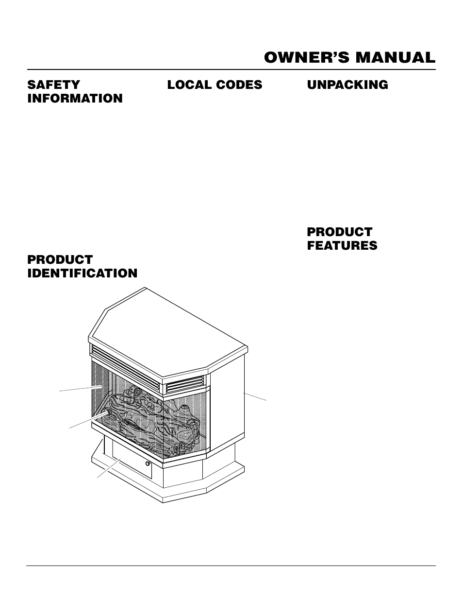 Owner’s manual, Safety information, Product identification local codes | Unpacking, Product features | Desa S39PT User Manual | Page 3 / 26