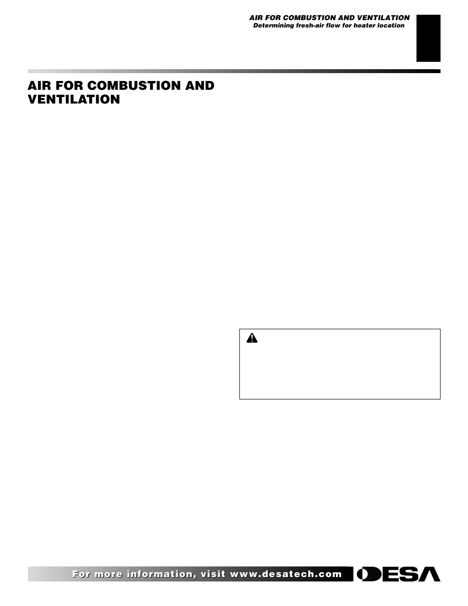 Air for combustion and ventilation, Continued | Desa SVYD18N User Manual | Page 5 / 36