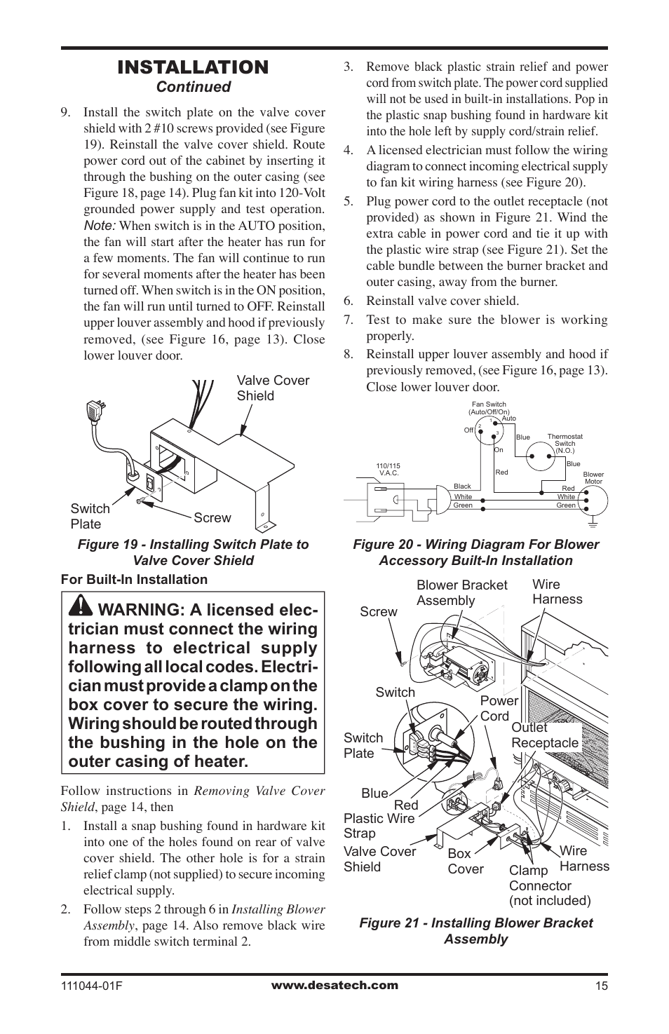 Installation, Continued | Desa CGCFTP User Manual | Page 15 / 32