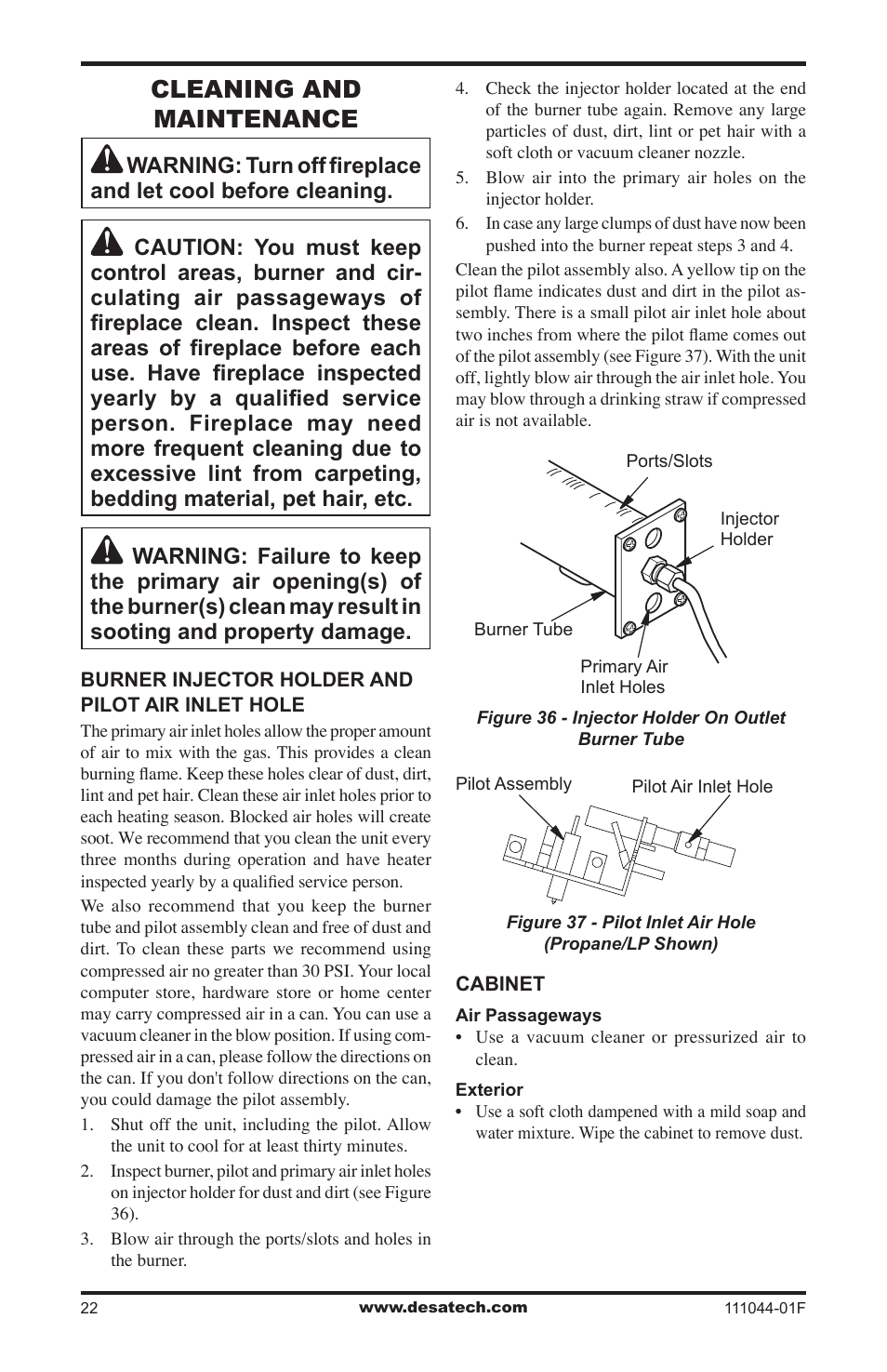 Cleaning and maintenance | Desa CGCFTP User Manual | Page 22 / 32