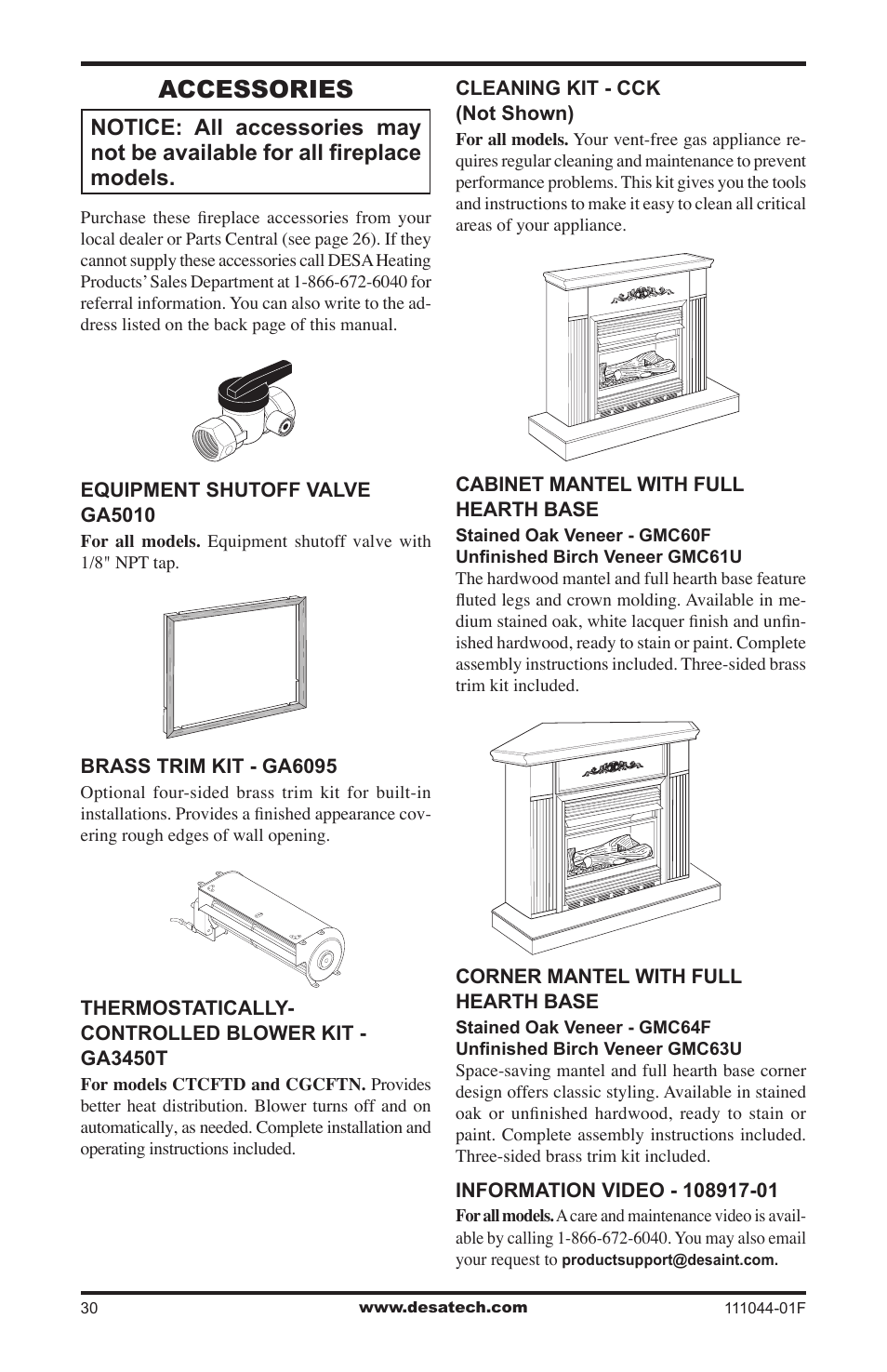 Accessories | Desa CGCFTP User Manual | Page 30 / 32