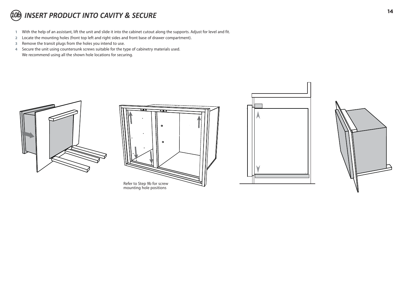 Insert product into cavity & secure | DCS 20 Inch Built-in Outdoor Storage Drawer: Single Drawer Installation Instructions User Manual | Page 14 / 40