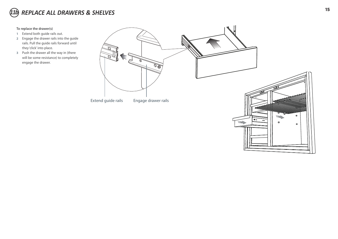 Replace all drawers & shelves | DCS 20 Inch Built-in Outdoor Storage Drawer: Single Drawer Installation Instructions User Manual | Page 15 / 40