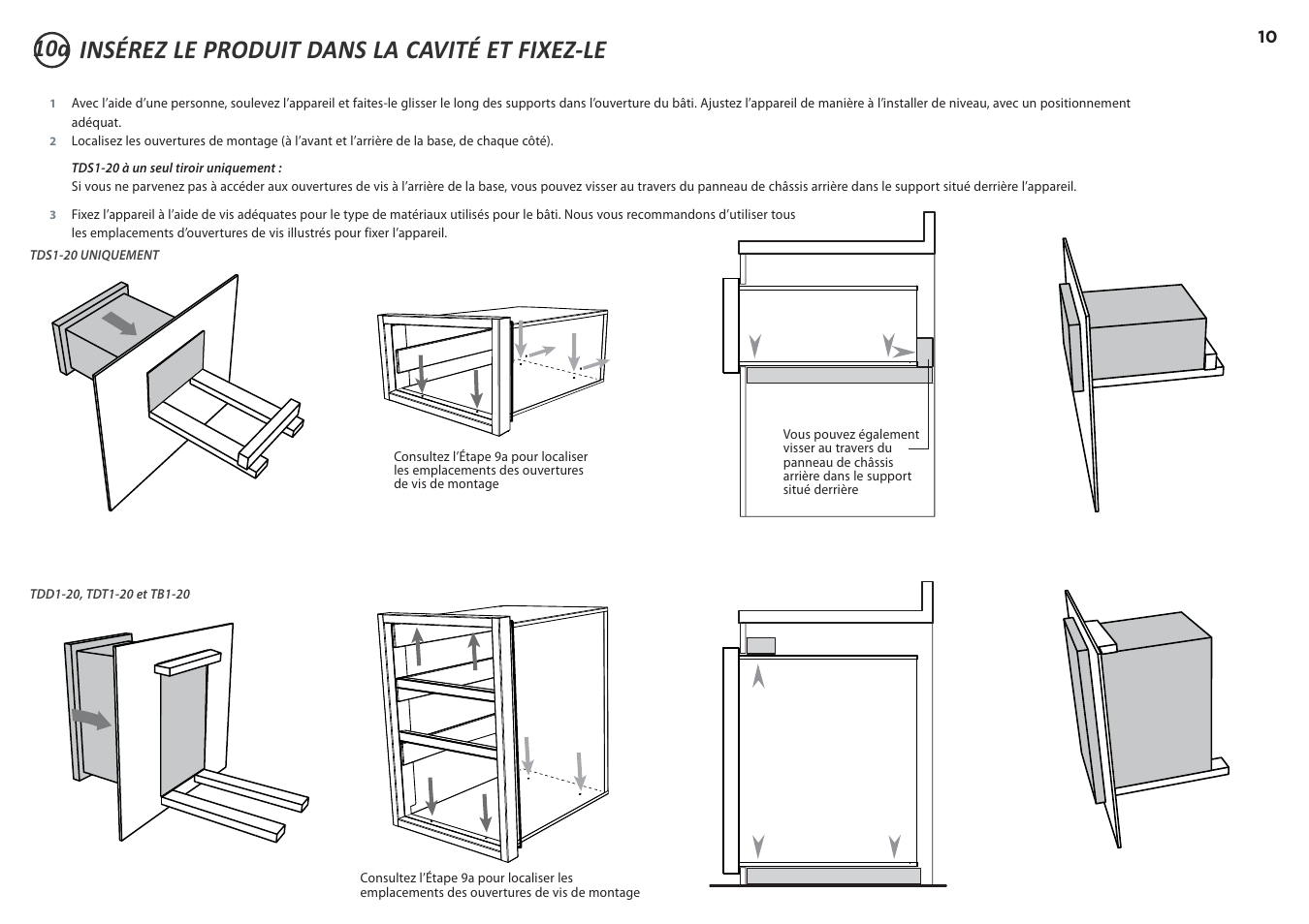 Insérez le produit dans la cavité et fixez-le | DCS 20 Inch Built-in Outdoor Storage Drawer: Single Drawer Installation Instructions User Manual | Page 31 / 40