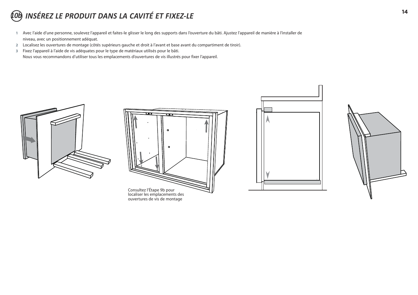 Insérez le produit dans la cavité et fixez-le | DCS 20 Inch Built-in Outdoor Storage Drawer: Single Drawer Installation Instructions User Manual | Page 35 / 40