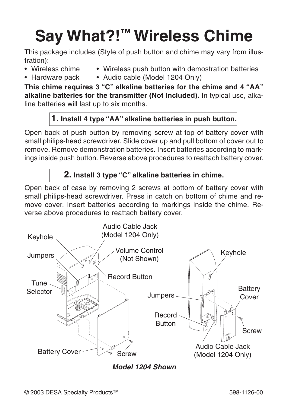 Desa SAY WHAT?! 1204 User Manual | 6 pages