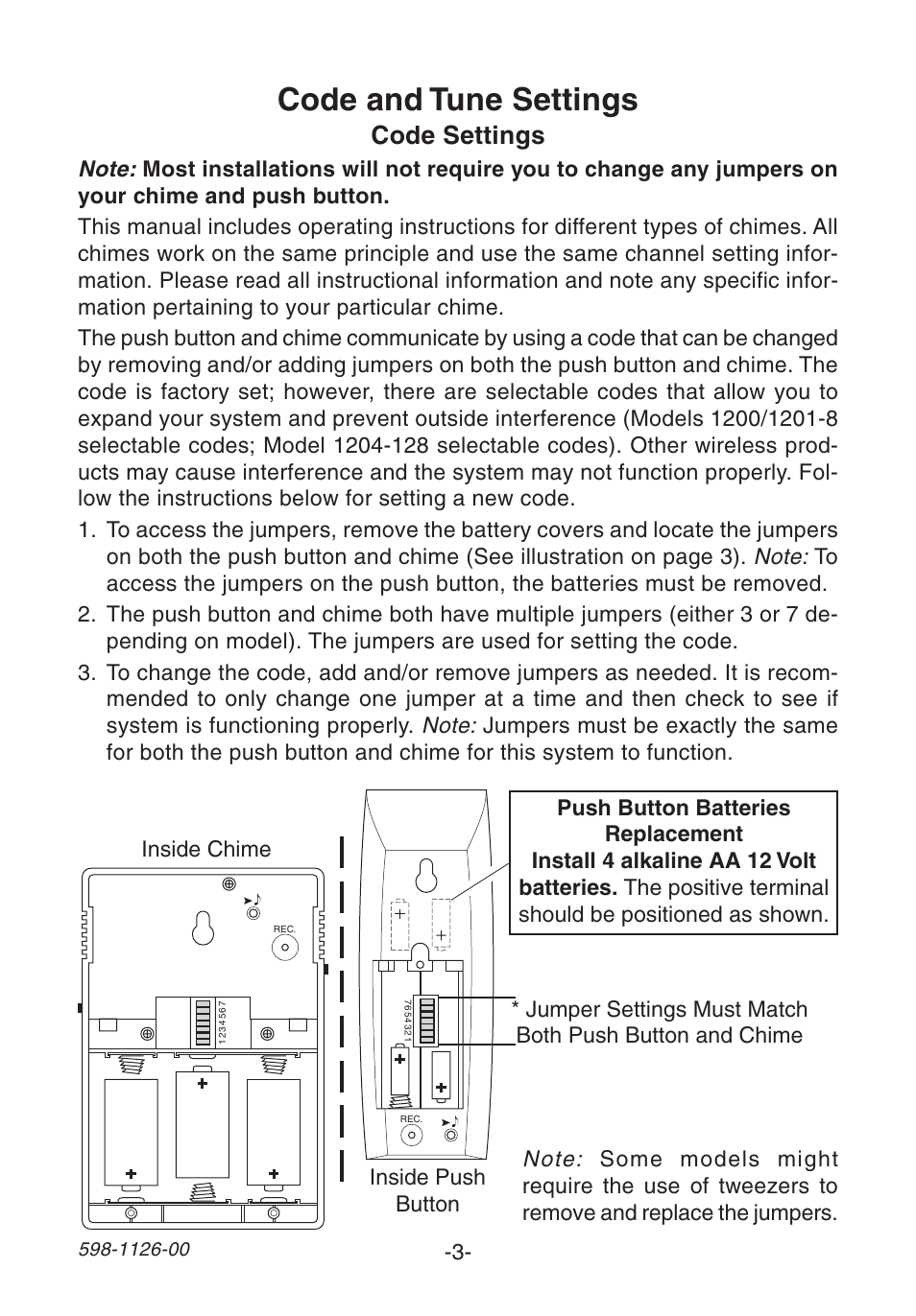 Code and tune settings, Code settings | Desa SAY WHAT?! 1204 User Manual | Page 3 / 6