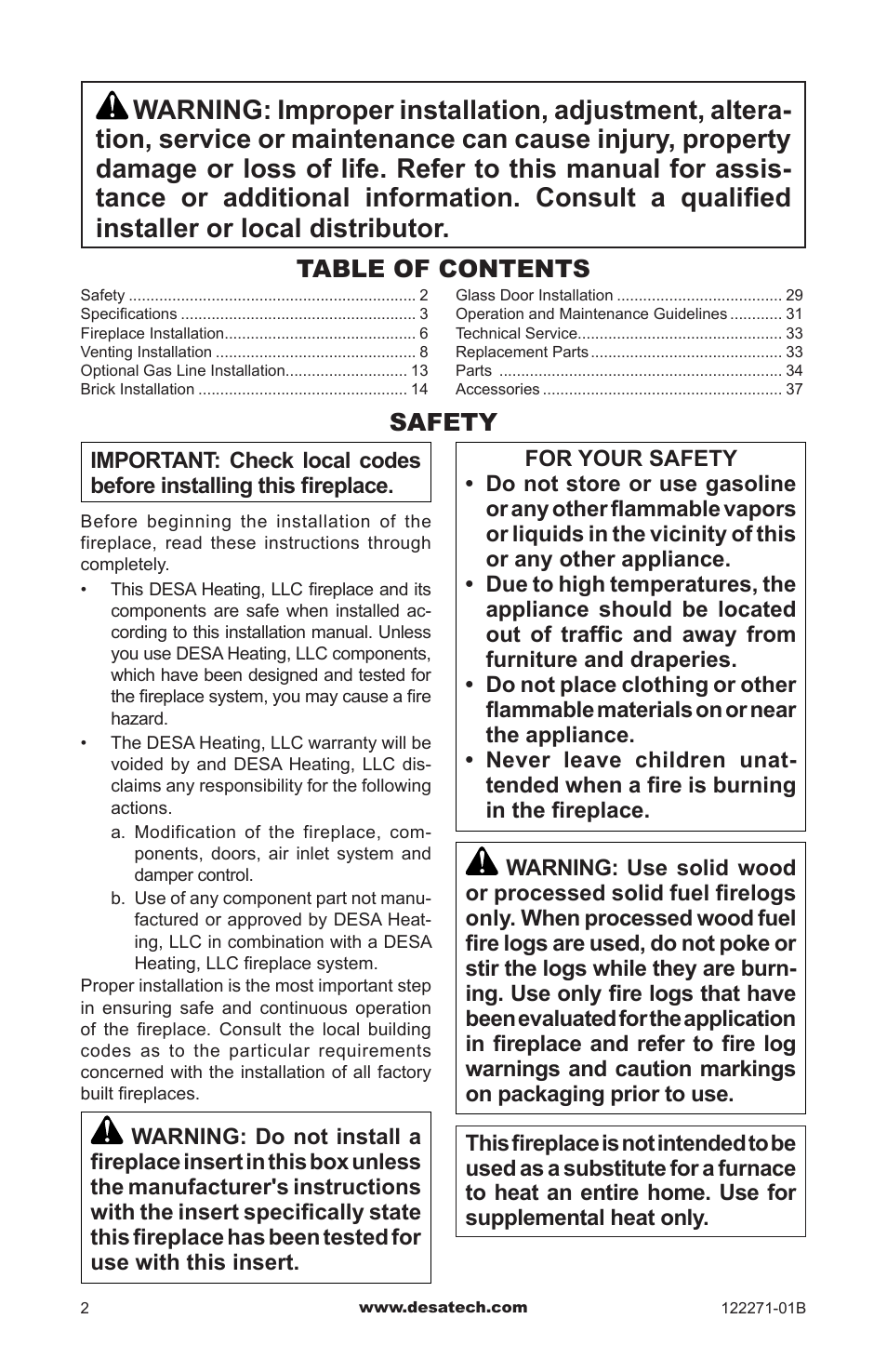 Safety | Desa WCM-36J User Manual | Page 2 / 40