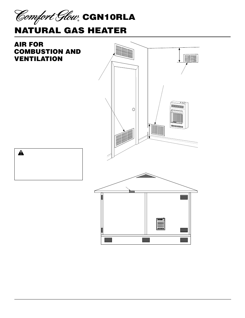 Natural gas heater cgn10rla, Air for combustion and ventilation, Continued | Desa CGN10RLA User Manual | Page 6 / 20