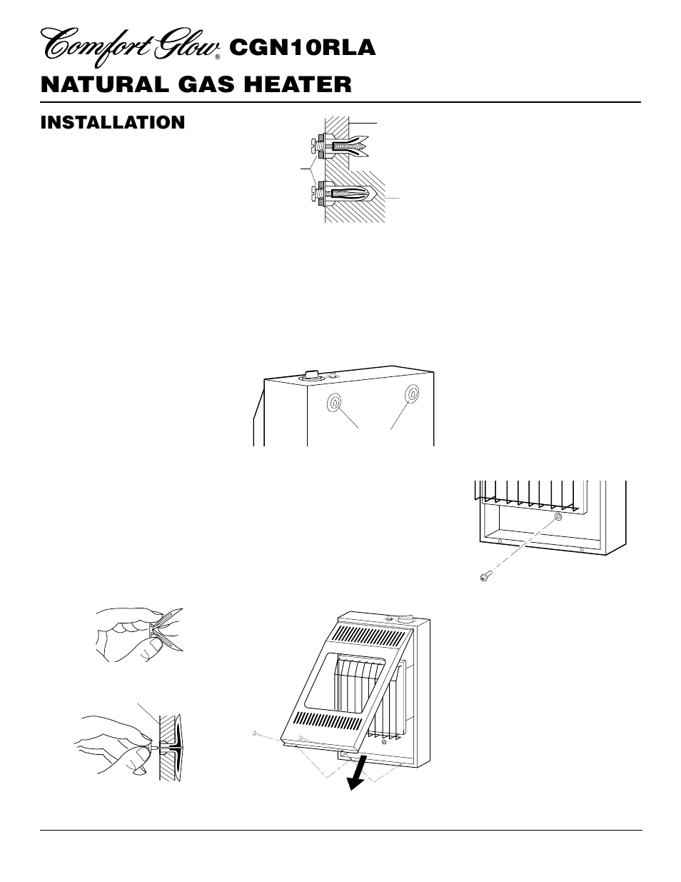 Natural gas heater cgn10rla, Installation, Continued | Desa CGN10RLA User Manual | Page 8 / 20
