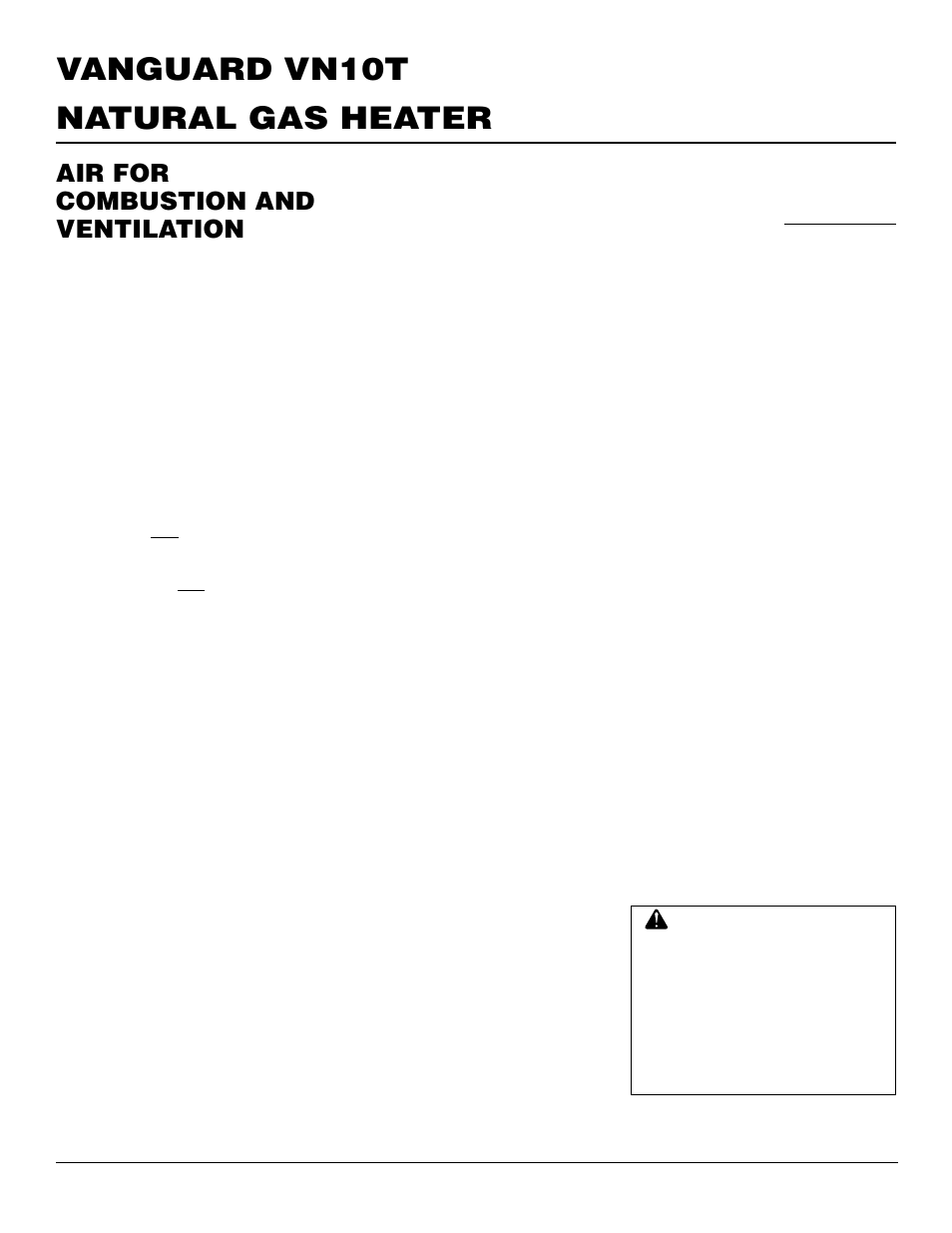 Natural gas heater vanguard vn10t, Air for combustion and ventilation, Continued | Desa VN10T User Manual | Page 4 / 20