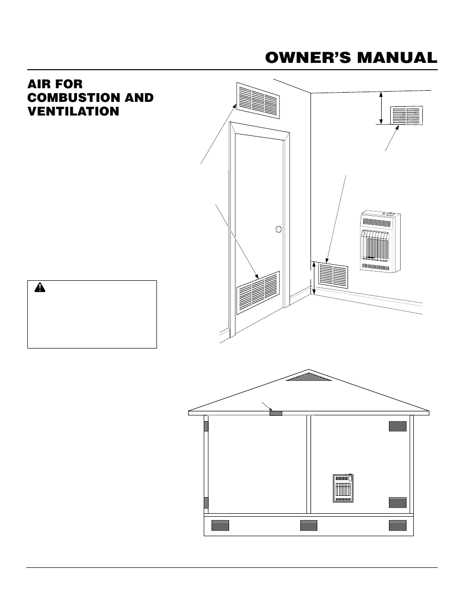 Owner’s manual, Air for combustion and ventilation | Desa VN10T User Manual | Page 5 / 20