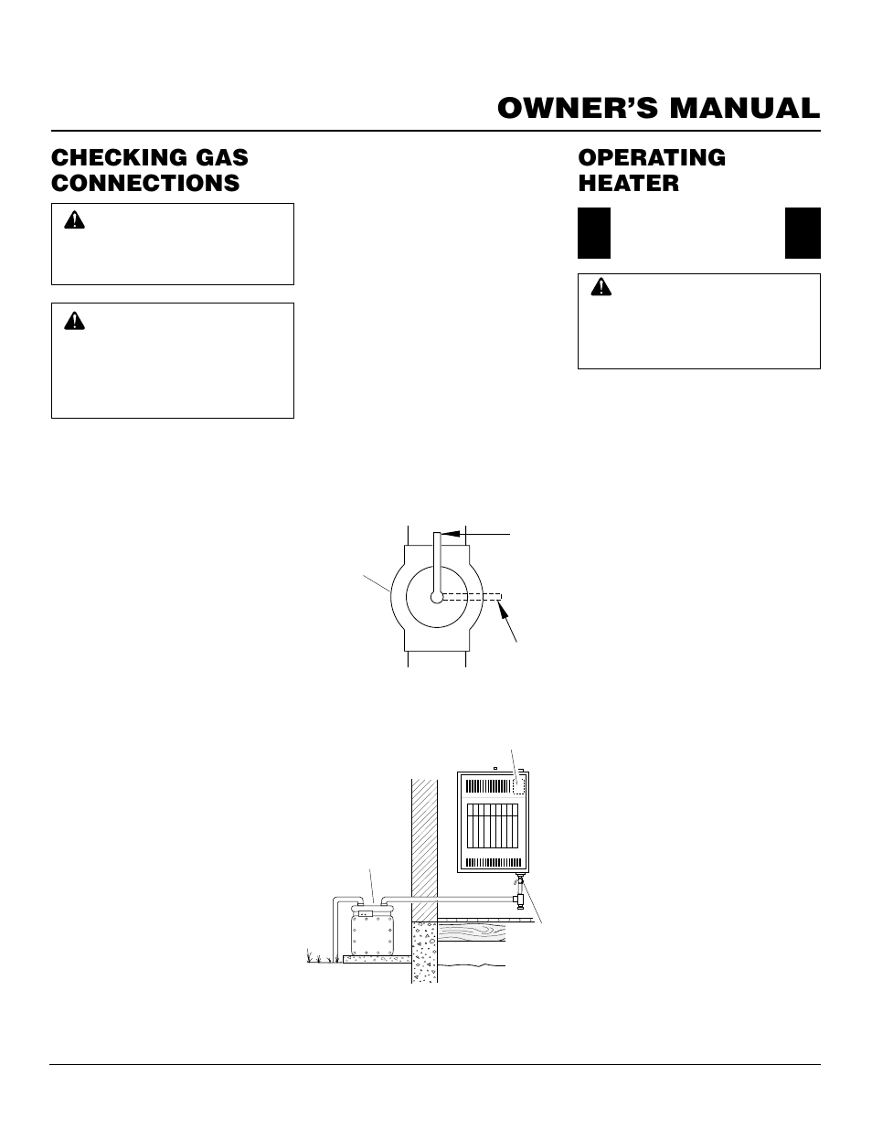 Owner’s manual, Checking gas connections, Operating heater | Desa VN10T User Manual | Page 9 / 20