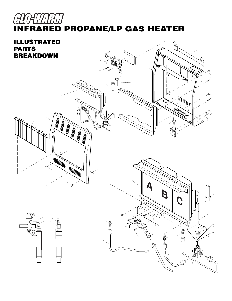 Infrared propane/lp gas heater, Illustrated parts breakdown | Desa FB-3B User Manual | Page 24 / 28