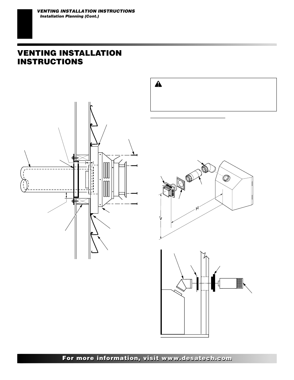 Venting installation instructions, Continued | Desa (V)V36ENA(1) User Manual | Page 10 / 38