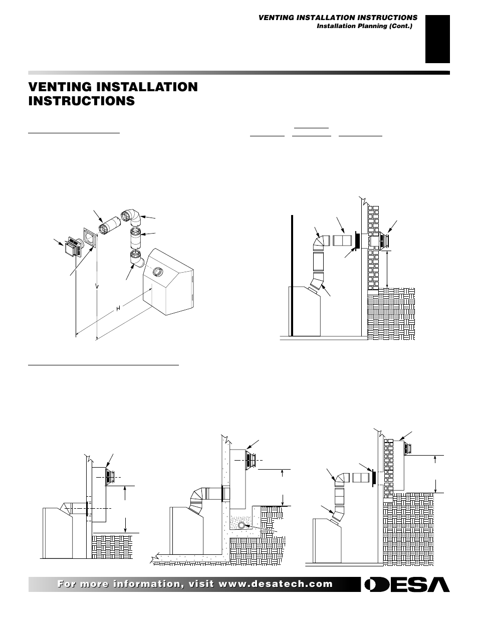 Venting installation instructions, Continued | Desa (V)V36ENA(1) User Manual | Page 11 / 38