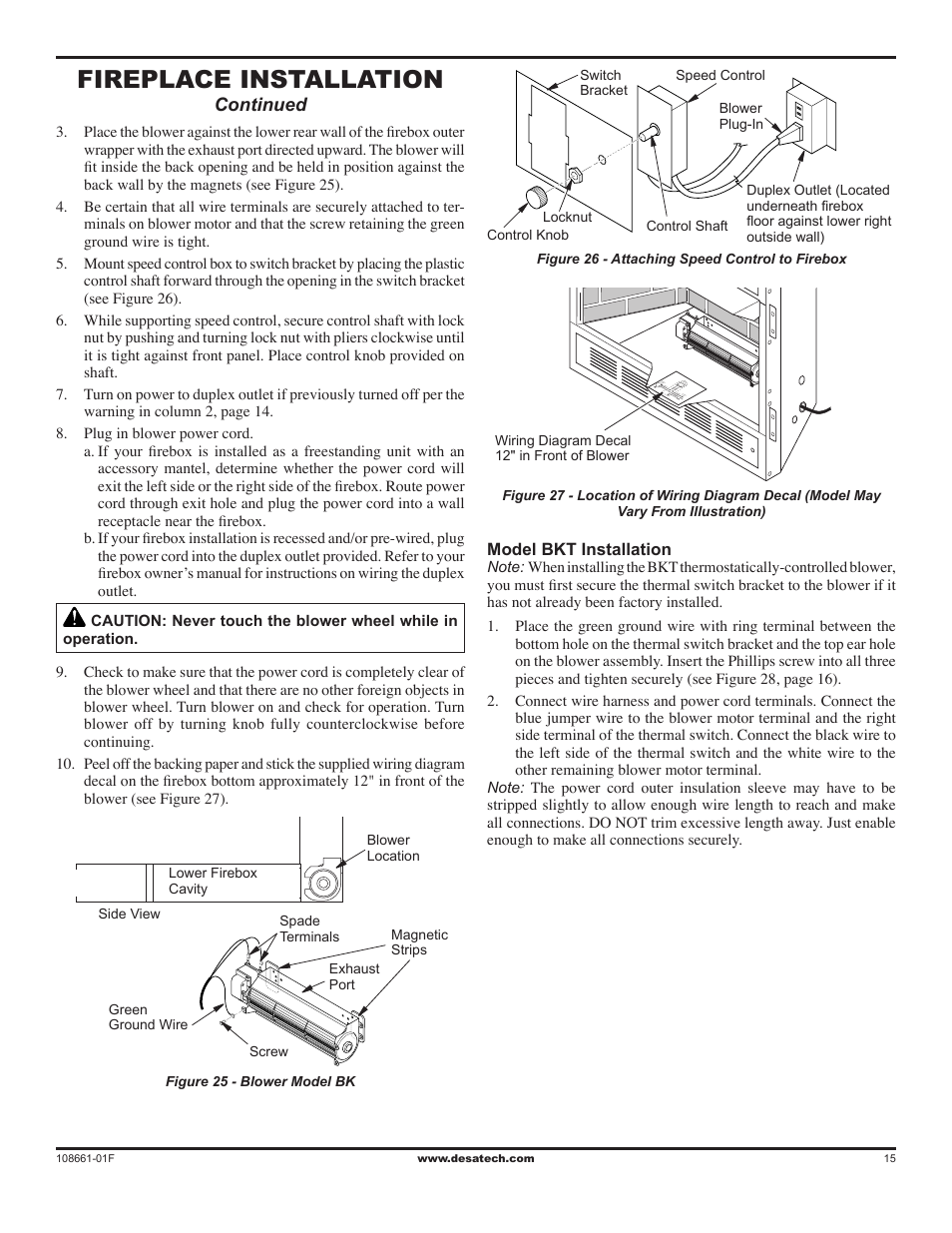Fireplace installation, Continued | Desa CHDV32NR User Manual | Page 15 / 36