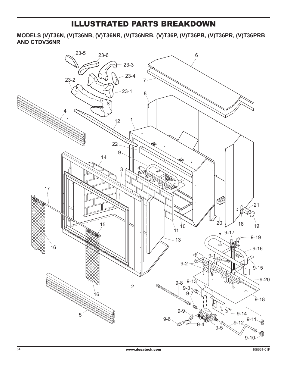 Illustrated parts breakdown | Desa CHDV32NR User Manual | Page 34 / 36