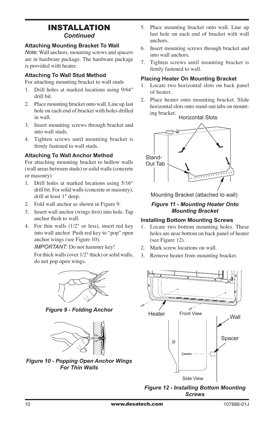 Installation | Desa VP30BT User Manual | Page 10 / 24