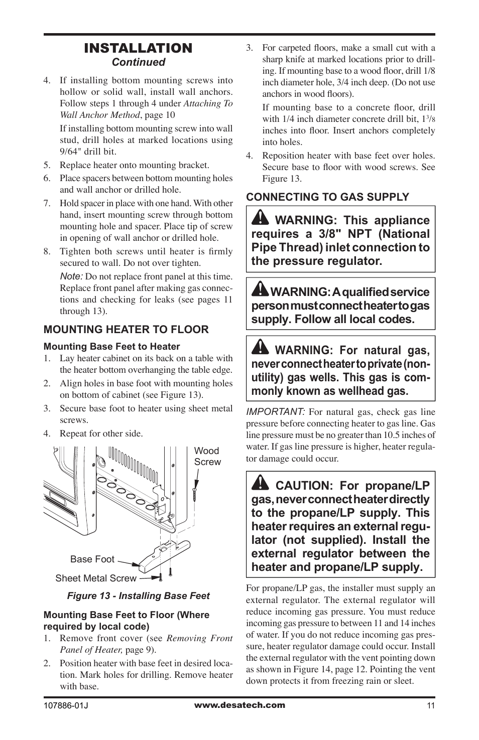 Installation | Desa VP30BT User Manual | Page 11 / 24