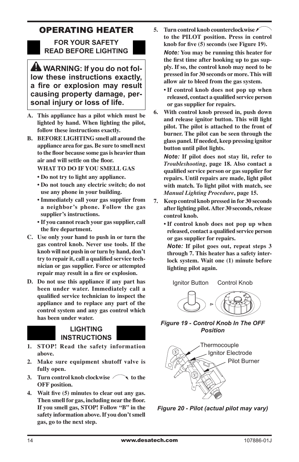Operating heater | Desa VP30BT User Manual | Page 14 / 24