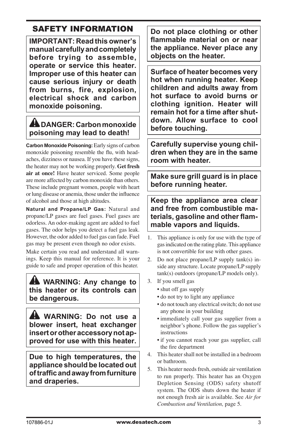 Safety information | Desa VP30BT User Manual | Page 3 / 24