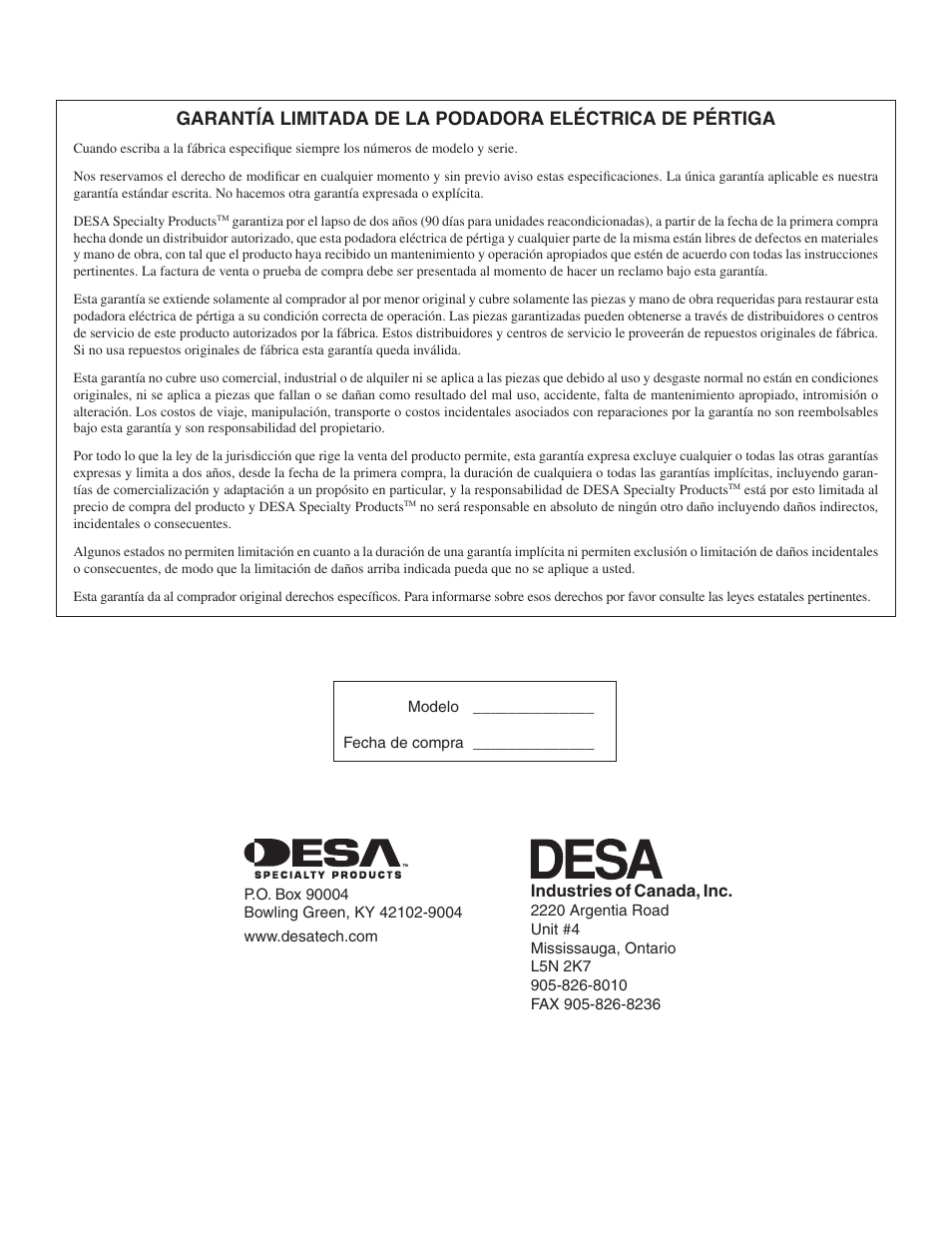 Desa 110946-01A User Manual | Page 29 / 44