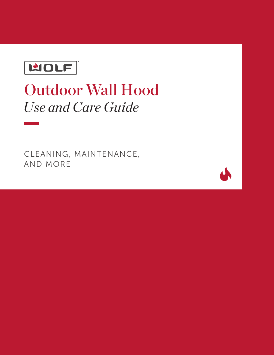 Wolf 60 Inch Outdoor Pro Wall Hood  Use & Care Guide User Manual | 32 pages
