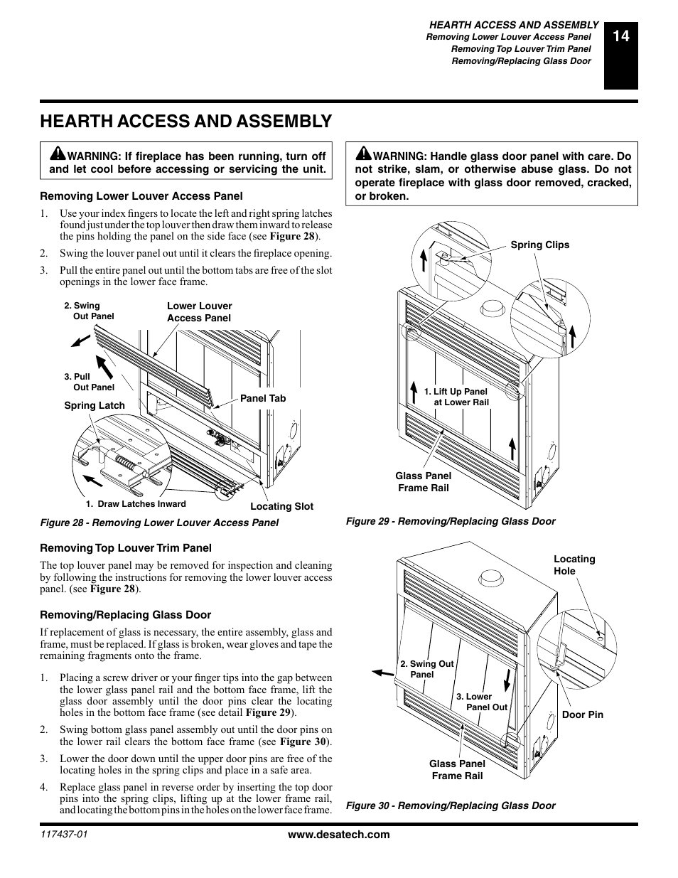 Hearth access and assembly | Desa (V) CB36(N User Manual | Page 15 / 40