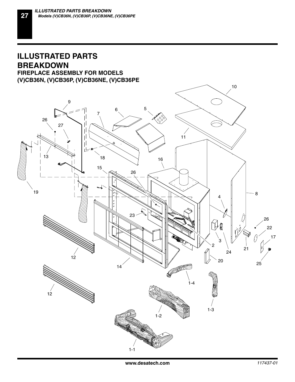 Illustrated parts breakdown | Desa (V) CB36(N User Manual | Page 28 / 40