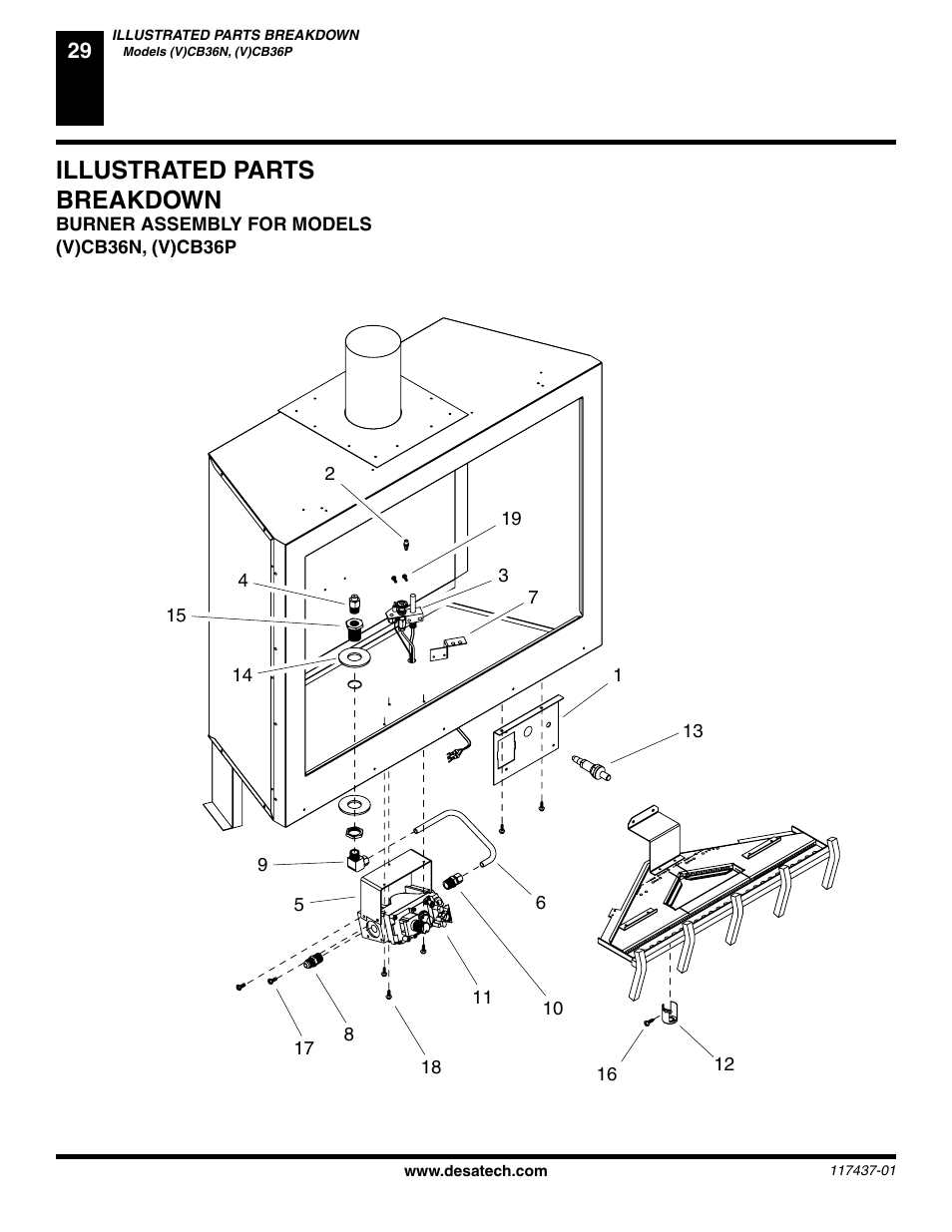 Illustrated parts breakdown | Desa (V) CB36(N User Manual | Page 30 / 40