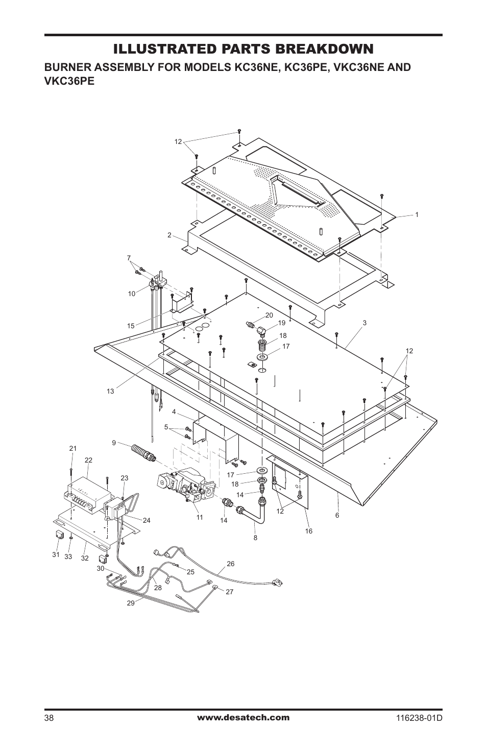 Illustrated parts breakdown | Desa (V)KC36NE User Manual | Page 38 / 40