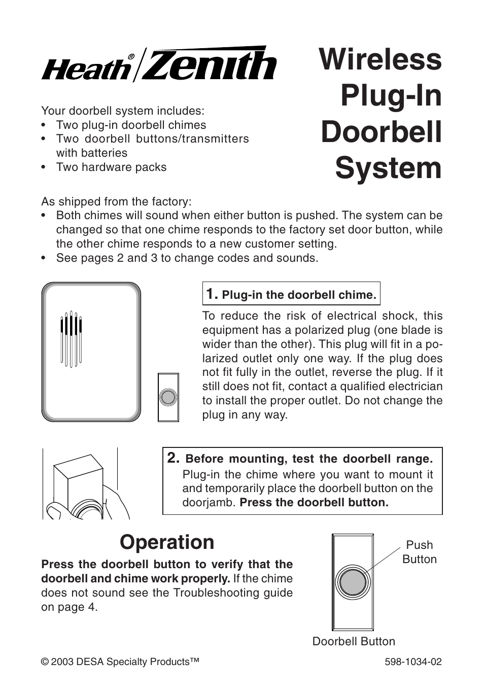 Desa 598-1034-02 User Manual | 12 pages