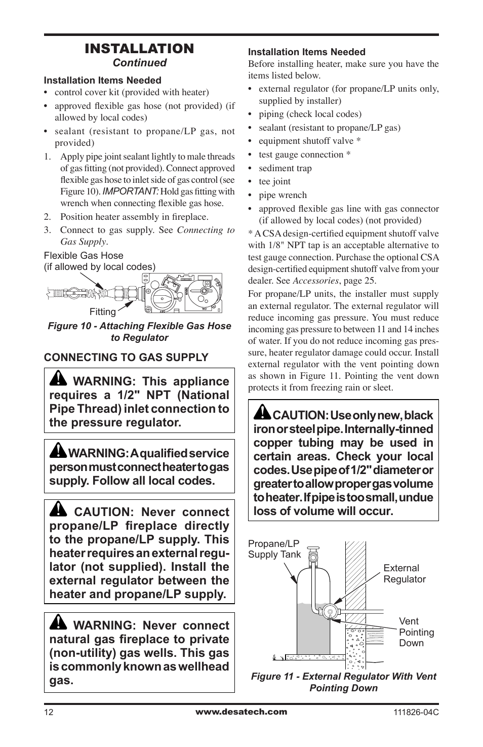 Installation | Desa VF-30N-PJD User Manual | Page 12 / 32