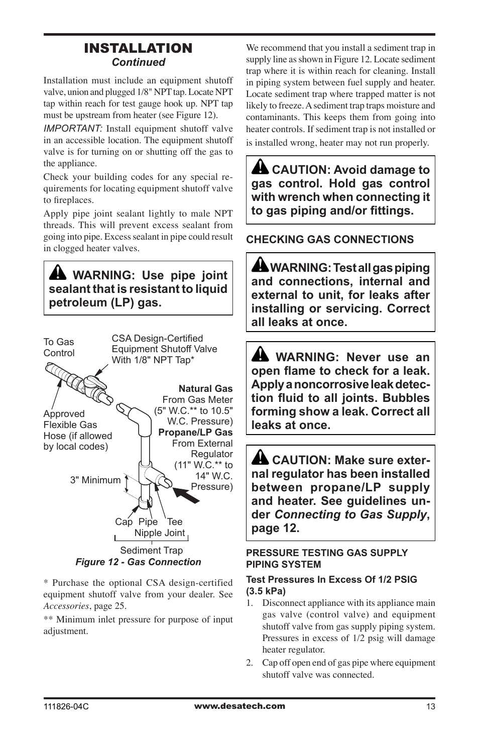 Installation | Desa VF-30N-PJD User Manual | Page 13 / 32