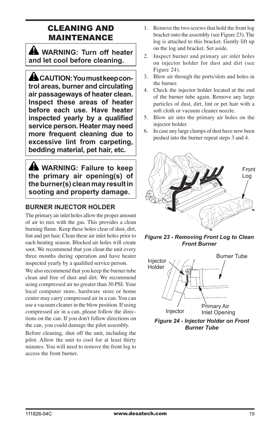 Cleaning and maintenance | Desa VF-30N-PJD User Manual | Page 19 / 32