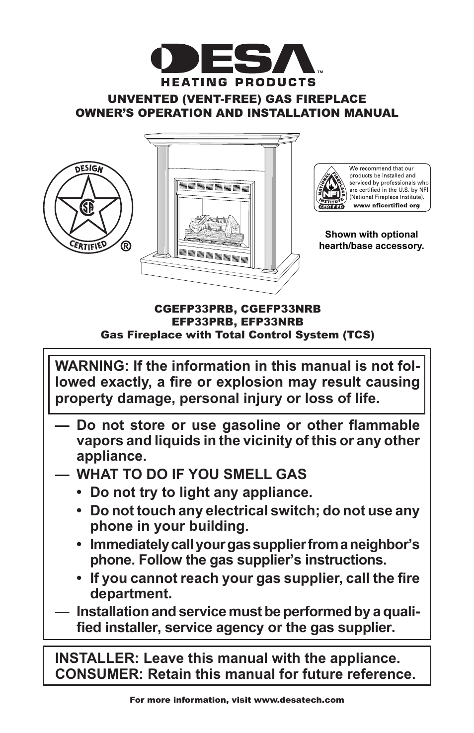 Desa CGEFP33PRB User Manual | 48 pages