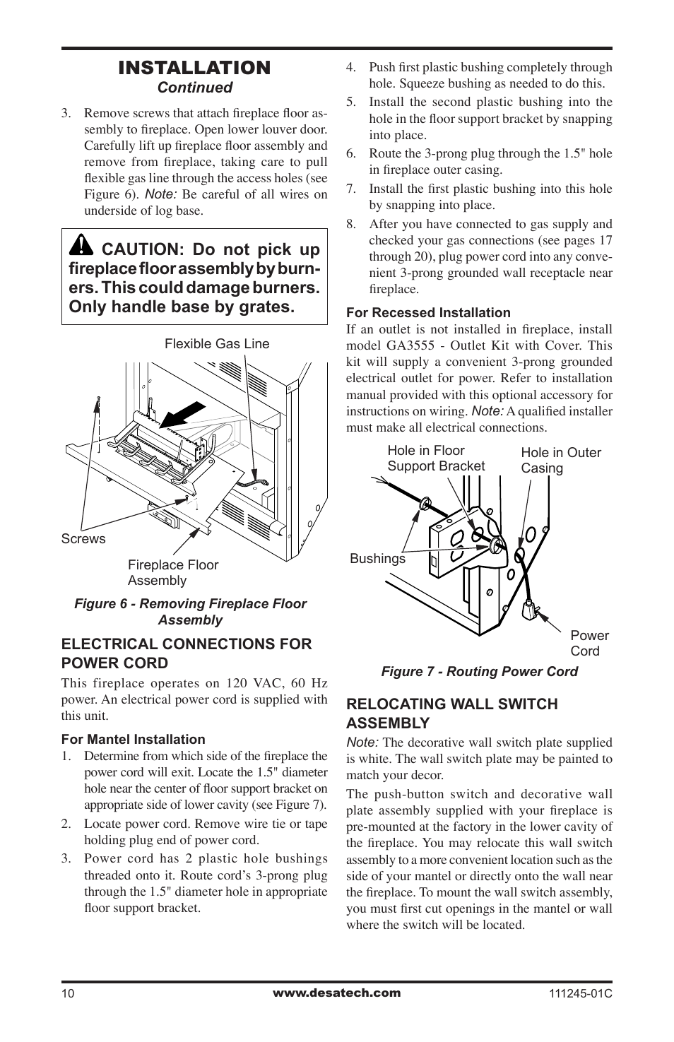 Installation | Desa CGEFP33PRB User Manual | Page 10 / 48